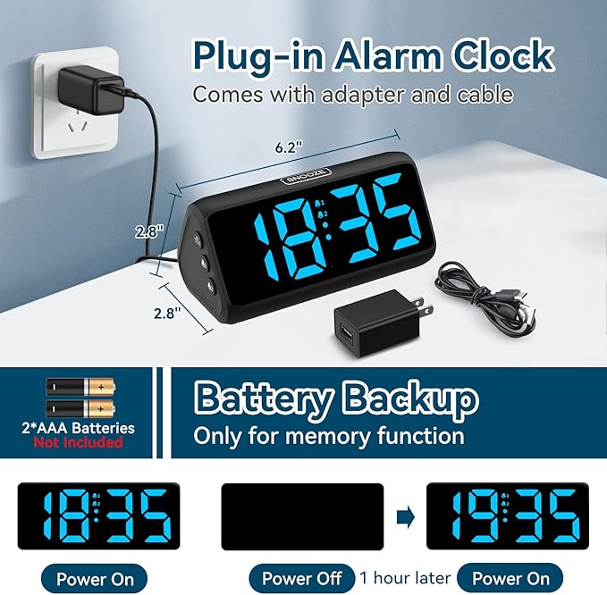 Digital Alarm Clocks for Bedrooms, Loud Alarm Clock - Image 5