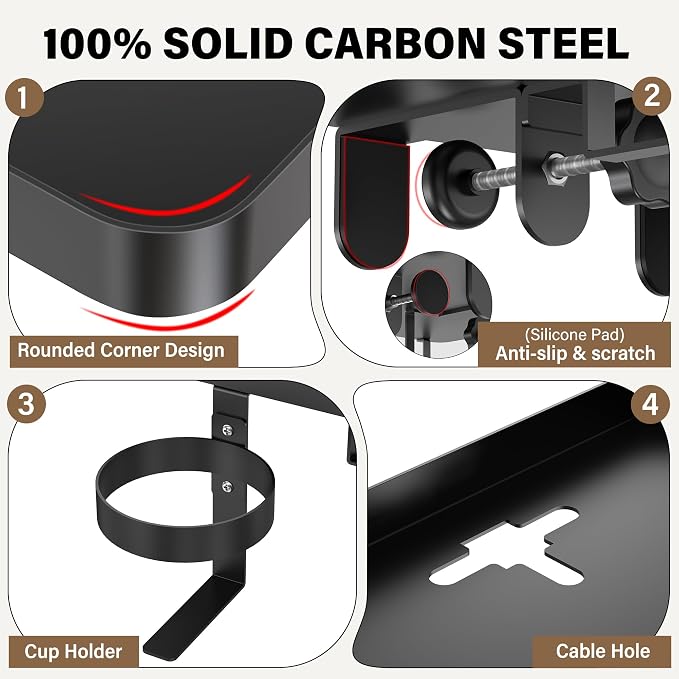 Bedside Shelf Metal Bed Shelf for Dorm Room Clip On Tray | 2-Tire Fan Shelf - Image 3