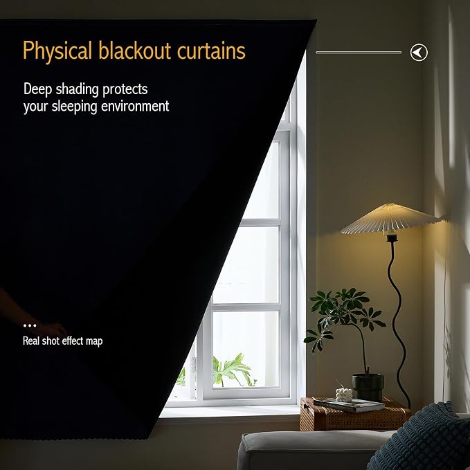 AJAZZ 100% Blackout Stick Curtain Portable Black Out Curtains Adhesive Curtains - Image 4