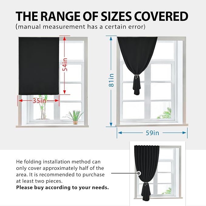 Autohesion Curtains for Windows, Bedroom Blackout Curtains for - Image 3