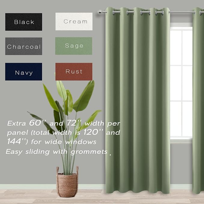 KOUFALL Sliding Door Curtains for Patio, Total Extra Width 120 x 84 Inches Long - Image 3