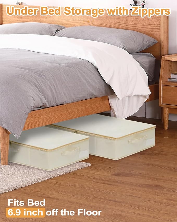 punemi 6 inch Tall Sturdy Under Bed Storage Box, 50L Large Capacity - Image 7