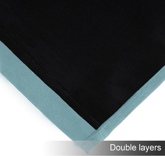 100% Blackout Curtains 84 Inch Long Stone Blue Curtains 2 Panels - Image 8
