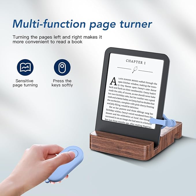 Remote Control Page Turner for Kindle Paperwhite Oasis Kobo eReaders,Kindle Clicker Page Turner Accessories for iPhone,iPad, Android Tablets Reading Novels,Video Record&Shutter Selfie (Blue)
