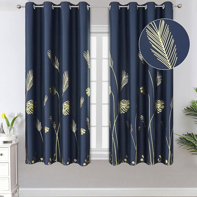 Blackout Window Curtains Gold Leaf and Wheat Print Grommet Blackout Curtains by ESTELARTEXTILER