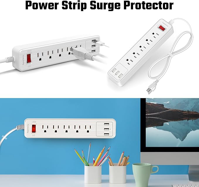 Power Strip, SUPERDANNY Surge Protector, 5 Outlets, 3 USB Ports, 4.5 Ft - Image 8