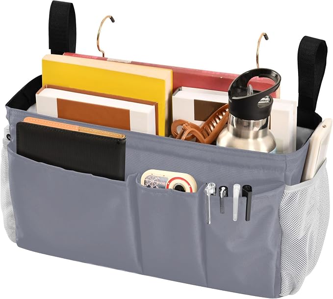 DOMIKING Grey Bedside Caddy for Dorm Bed Recliner Armrest Organizer - Image 3