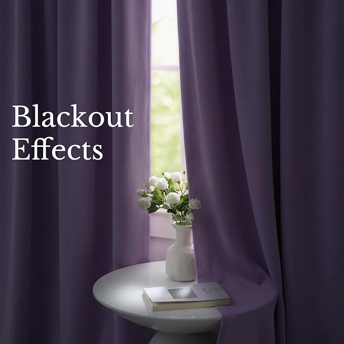 NICETOWN Lavender Purple Room Darkening Curtains 45 Inches Long 2 Panels - Image 3