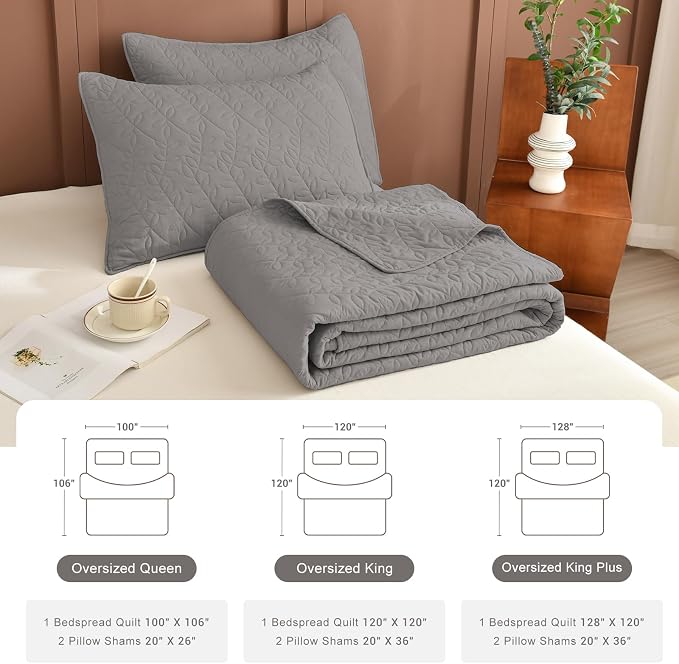 Lady Ann Gray Oversized King Bedspread 120x120 - Image 6