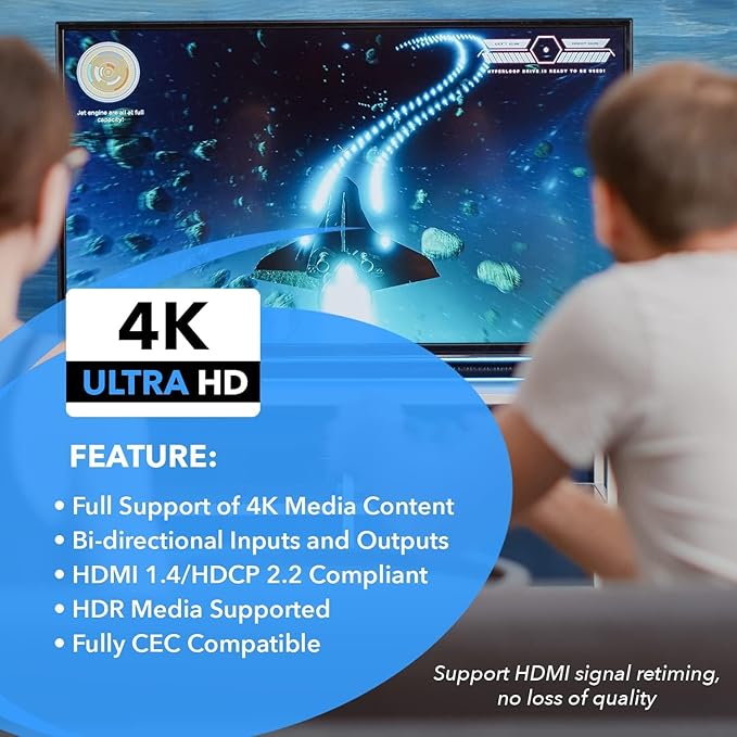 OREI HDMI Switch 4K HDMI Splitter - 2x1 Bi Directional - 4:4:4 8-bit - HDMI 2.0, HDCP 2.2, 18 Gbps, 4K @ 60Hz HDMI UltaHD High Resolution Switch Between 2 Inputs or Toggle Displays (UHDS-212)