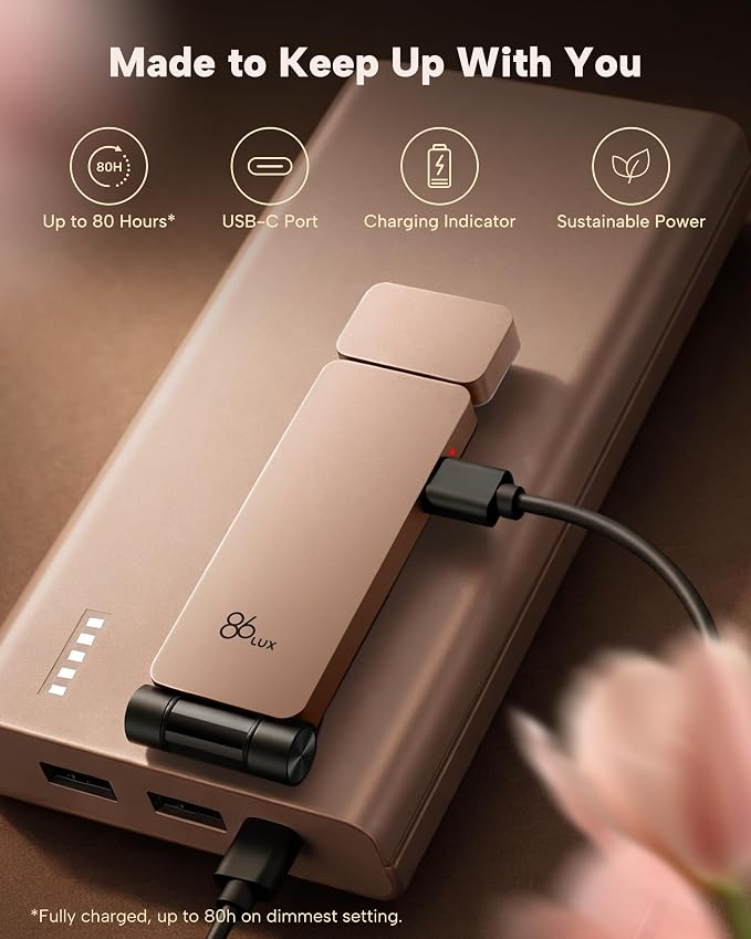 86lux Book Light, Rechargeable Clip-On LED Reading Light - Image 5