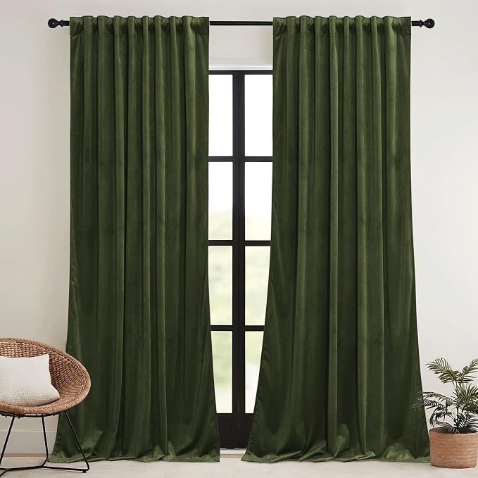 RYB HOME Velvet Curtains 120 inches Long, Extra Long High Ceiling Curtains | - Image 3