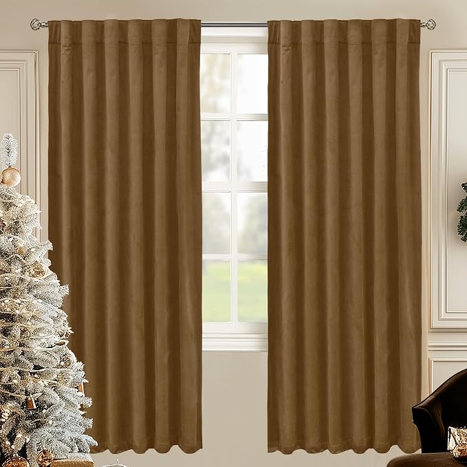 BGment Bronze Brown Velvet Blackout Curtains 72 Inches Long by BGment