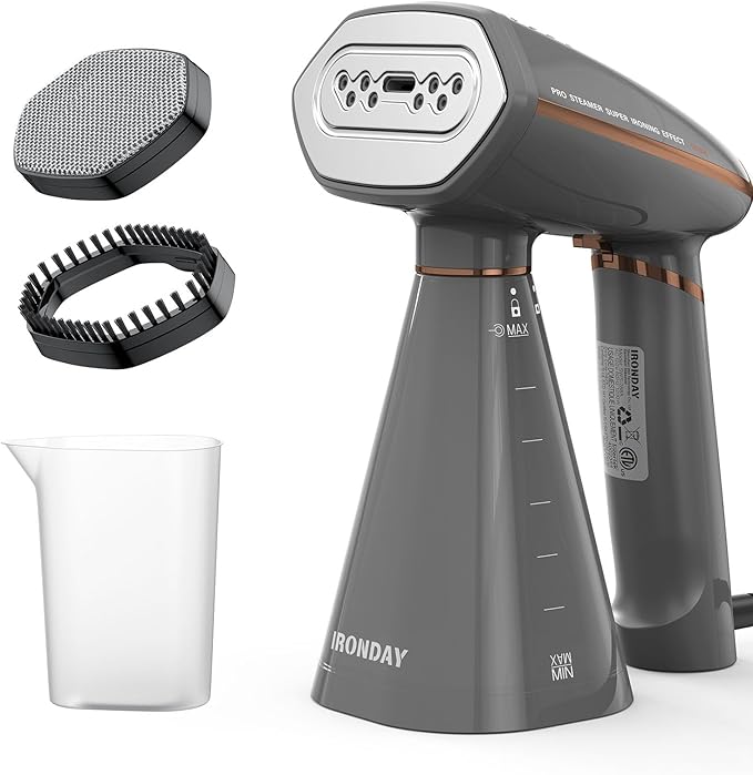 IRONDAY 1200W Garment Steamer, 350ml Detachable Water Tank,Auto Shutoff, Portable Steamerfor Home Travel