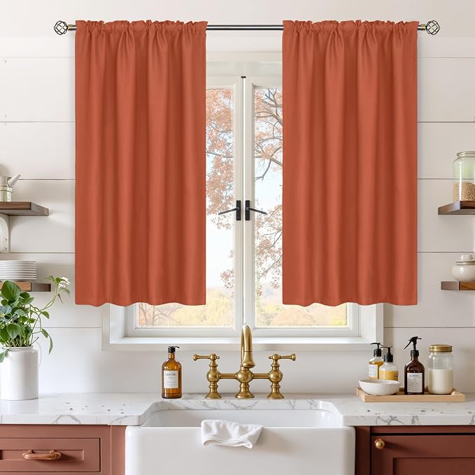 BGment Terracotta Blackout Curtains 45 Inch Length by BGment