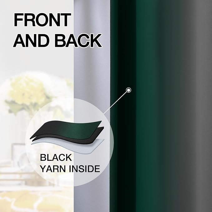 SimpleHome Ombre Green and Black Room Darkening Curtains 84 inches Length | - Image 5