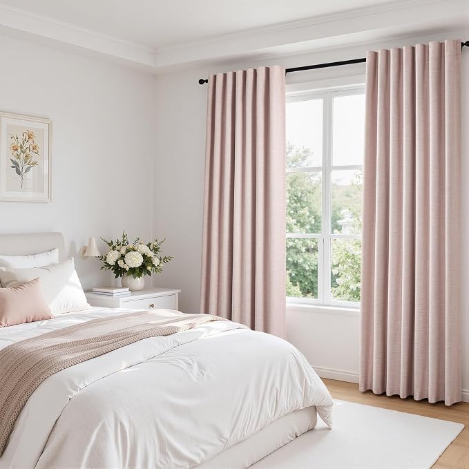 Topfinel 92 Inch Linen Curtains 2 Panels Set by Topfinel