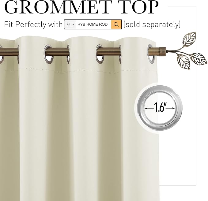 RYB HOME Privacy Curtain for Sliding Glass Door Locker Room Basement Closet | - Image 2
