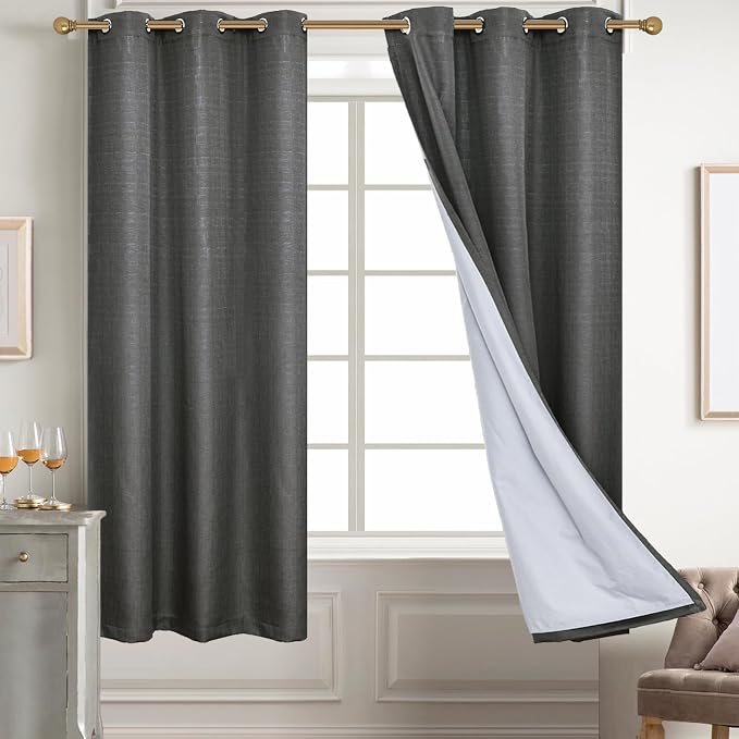 Diraysid 100% Blackout Curtains Dark Grey Linen Curtains by Diraysid%2C+refresh+your+life