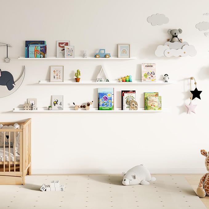 Floating Picture Ledge Shelves for Wall Set of 2, 55 Inches Picture Shelf - Image 7