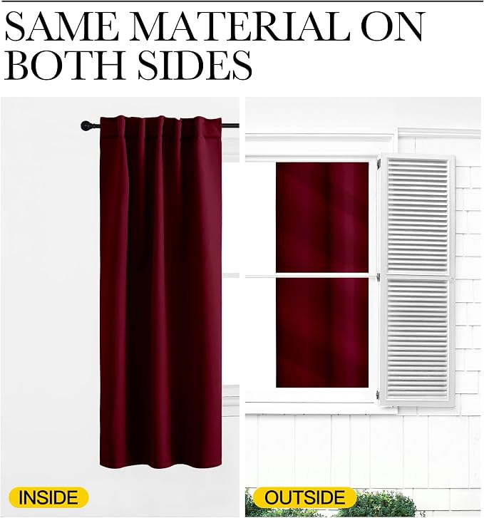 NICETOWN Wine Red Blackout Curtains - Image 6