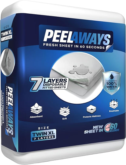 Peelaways Waterproof Disposable Bed Sheets – As Seen On Shark Tank | 7-Layer Absorbent Wellness Sheets for Elderly, Homecare, Hospital Use and Travel