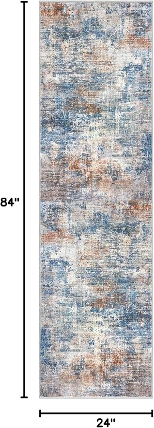 Abstract Runner Rug 2x7 Ft Washable Runners - Image 2