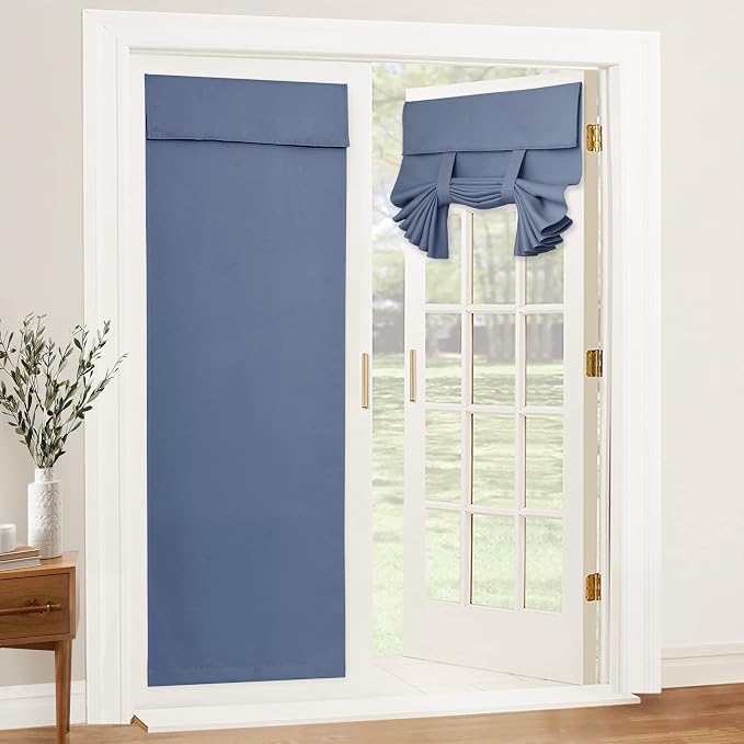 RYB HOME French Door Curtain 80 inch Long, Self Adhesive, by RYBHOME