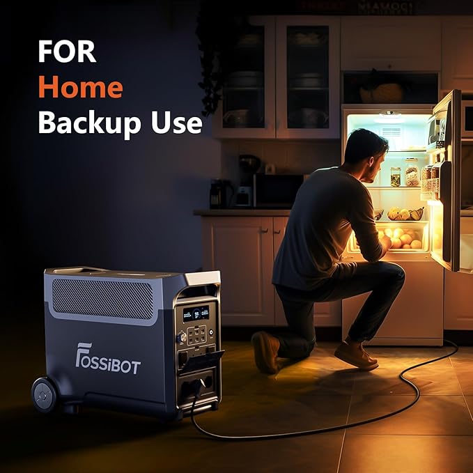 FOSSiBOT F3600 Portable Power Station, 5x120V AC Output 3600W/3840Wh LiFePO4 Battery Expandable to 11520Wh, Electrical Solar Generator for Garage, Home, Off-Grid Living, Camping, RVs
