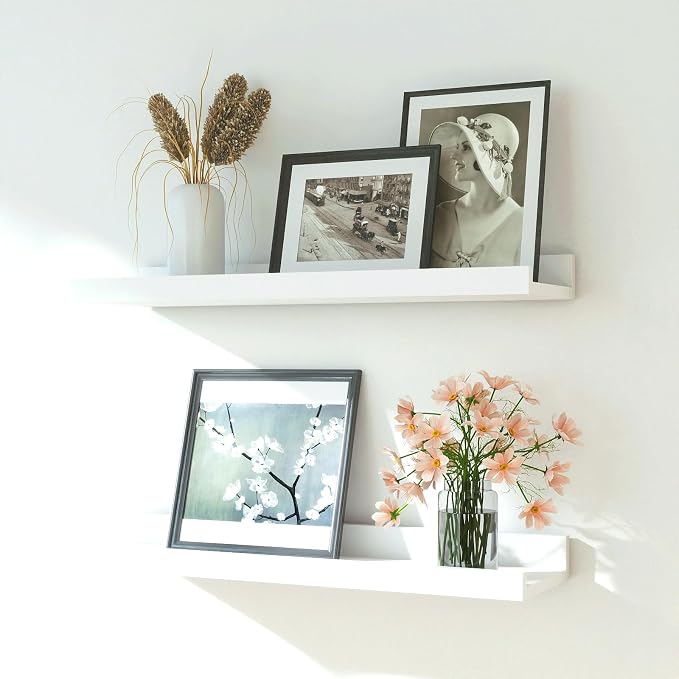 White Floating Shelves for Wall Decor, 16 in Shelf by Unknown