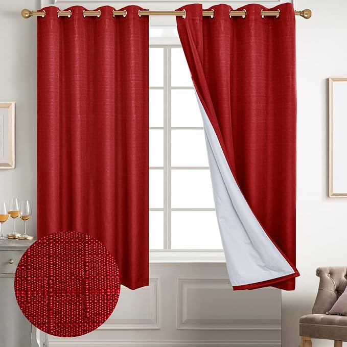Diraysid 100% Blackout Curtains Red Linen Curtains by Diraysid%2C+refresh+your+life