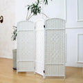 3 Panel Rattan Divider Short Room Partition Screen, Double Sided Folding Divider by Furnnylane