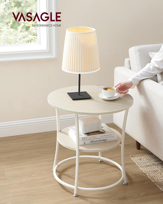 VASAGLE 21.3-Inch Round Side Table, 2-Tier End Table - Image 2