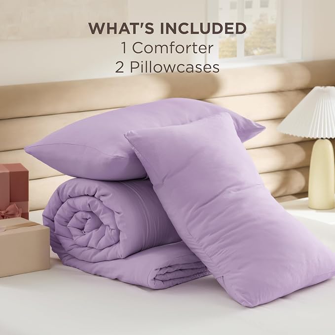 Bedsure Full Comforter Set, Lavendar Soft Prewashed Bedding - Image 7