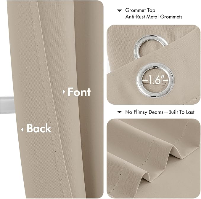MIULEE Blackout Curtains for Bedroom 2 Panels 40 x 45 Inch Long Light Beige | - Image 4