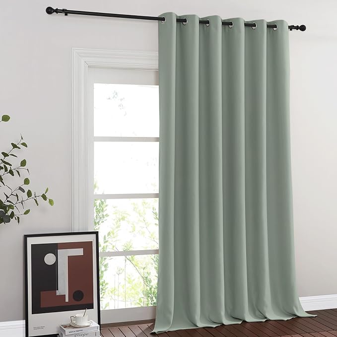 NICETOWN Sage Green Sliding Glass Door Curtain, Grommet Thermal Insulated - Image 2