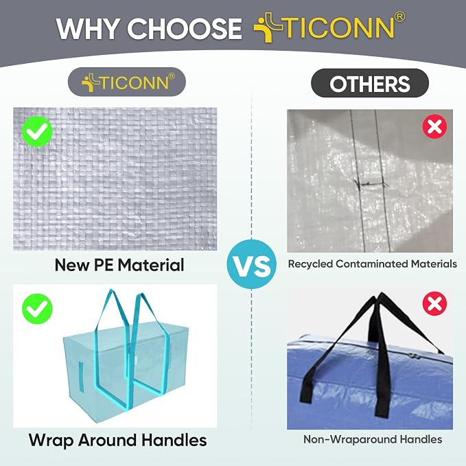 TICONN 2 Pack Extra Large Moving Bags Heavy Duty - Image 4