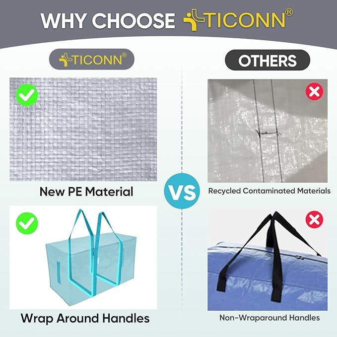 TICONN 6 Pack Extra Large Moving Bags Heavy Duty - Image 4