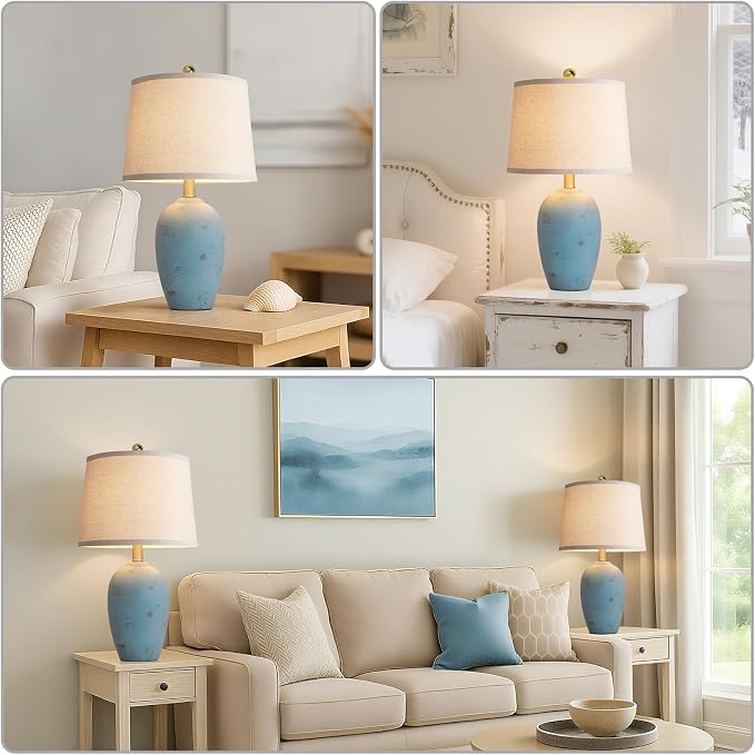 AIEAMPDO 21'' Set of 2 Coastal Small Ceramic Lamps - Image 5