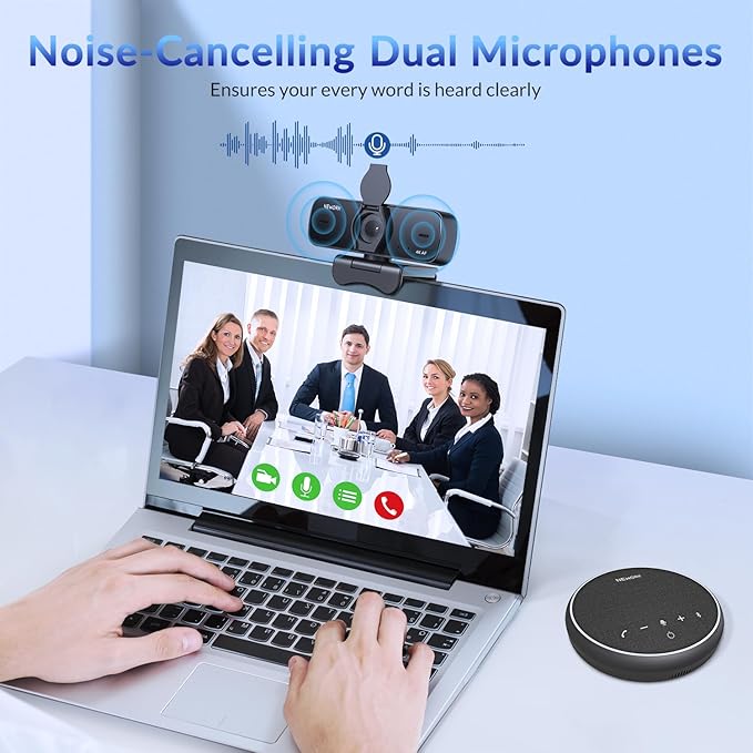 NEWORK 4K Webcam for PC with Sony Sensor, Auto Focus & Privacy Cover, Ultra HD 4K Streaming Camera with Tripod, 2 Noise-Cancelling Mics, USB Plug & Play, 77° FOV, Web Camera for Zoom, Skype, Teams
