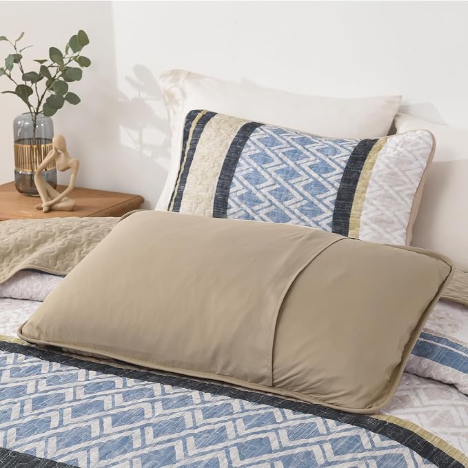 Dinjoy Boho Queen Quilt Set, Striped Bedspread Queen Size, Coverlet Bed Sets - Image 8
