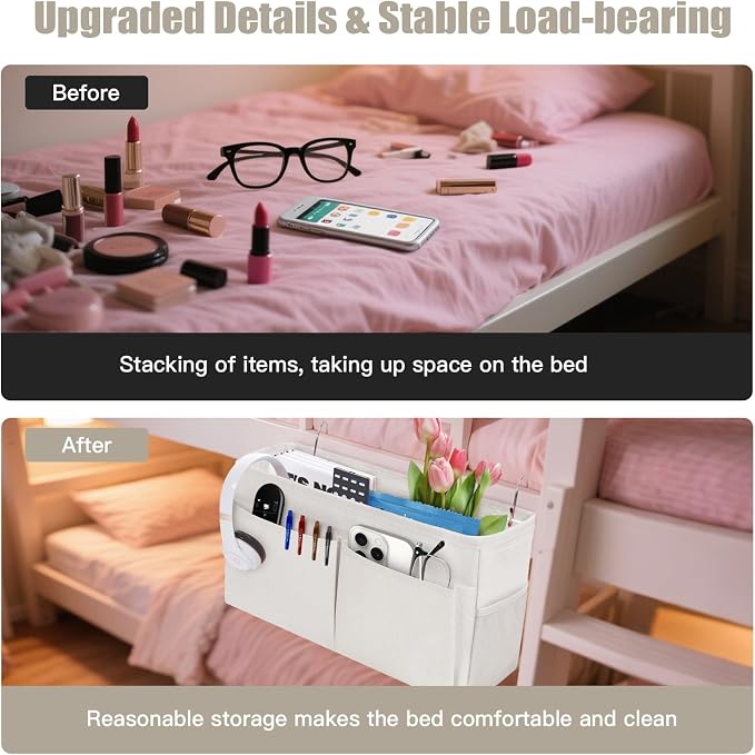 Bedside Caddy Organizer with Fixed Straps, Bunk Bed Caddy ideal - Image 4