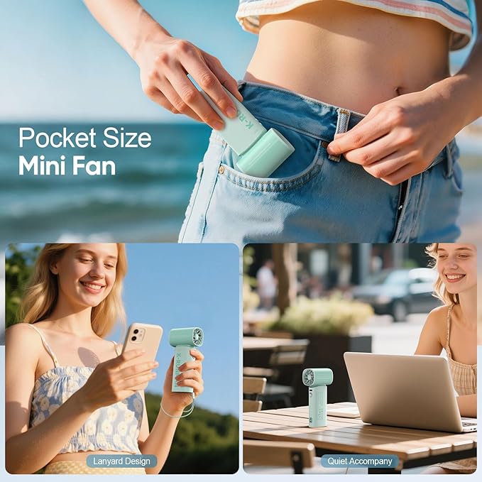 K-RUNMAN Portable Handheld Turbo Fan,100 Speeds Adjustable Mini Personal Fan, 4000mAh USB Rechargeable Battery Operated, LED Display,Gifts for Women Men Travel/Camping/Outdoor (Green)