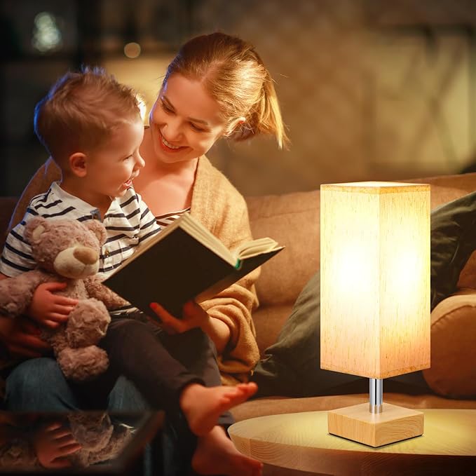 Wood-Grain Small Bedside Lamp for Bedroom - Image 5