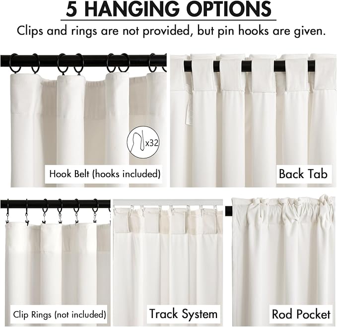 MIULEE Velvet Curtains 50W x 102L 2 Panels Ivory Blackout Curtains | Luxury - Image 2