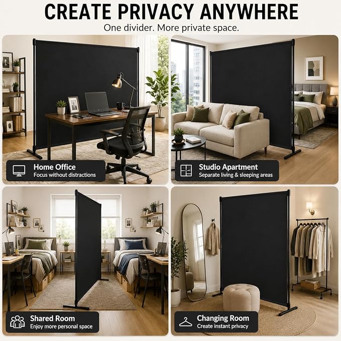 Room Divider, 72x72Inch Large Single Panel Privacy Screen - Image 6