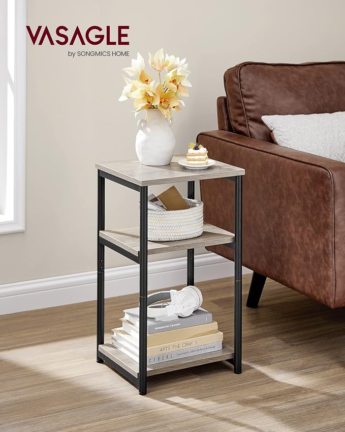 VASAGLE Side Table, Small End Table, Tall Nightstand, Steel Frame | - Image 4