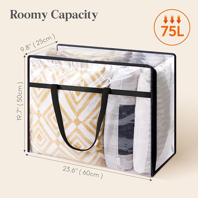 Lifewit 6 Pack Clear Clothes Storage Bags, 75L Plastic Blanket Storage Bag - Image 4
