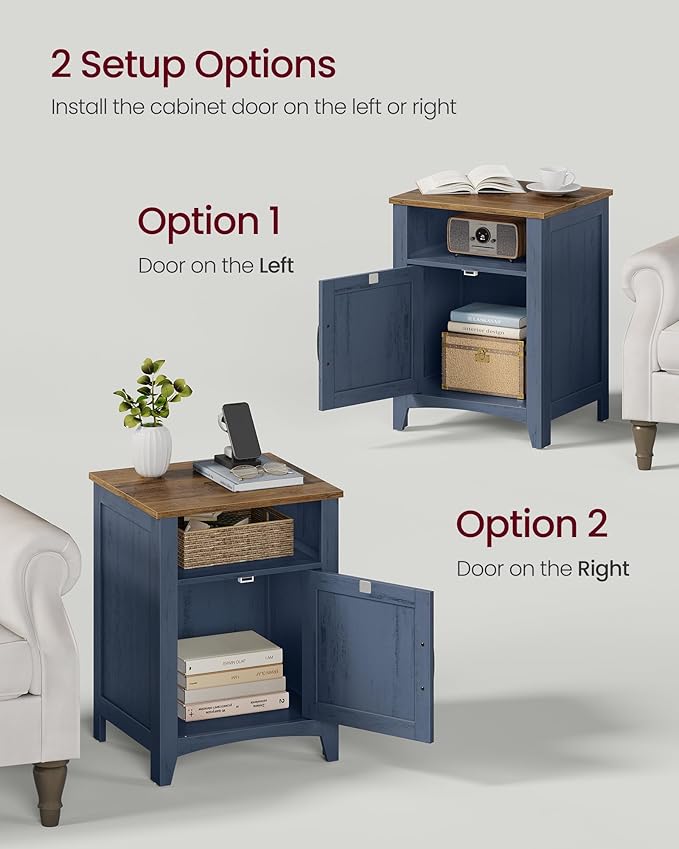 VASAGLE Nightstand Farmhouse Barn Door Bedside Table - Image 4