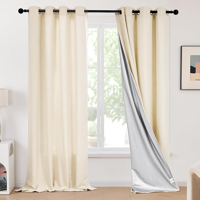 Deconovo Light Beige Linen Curtains by Unknown